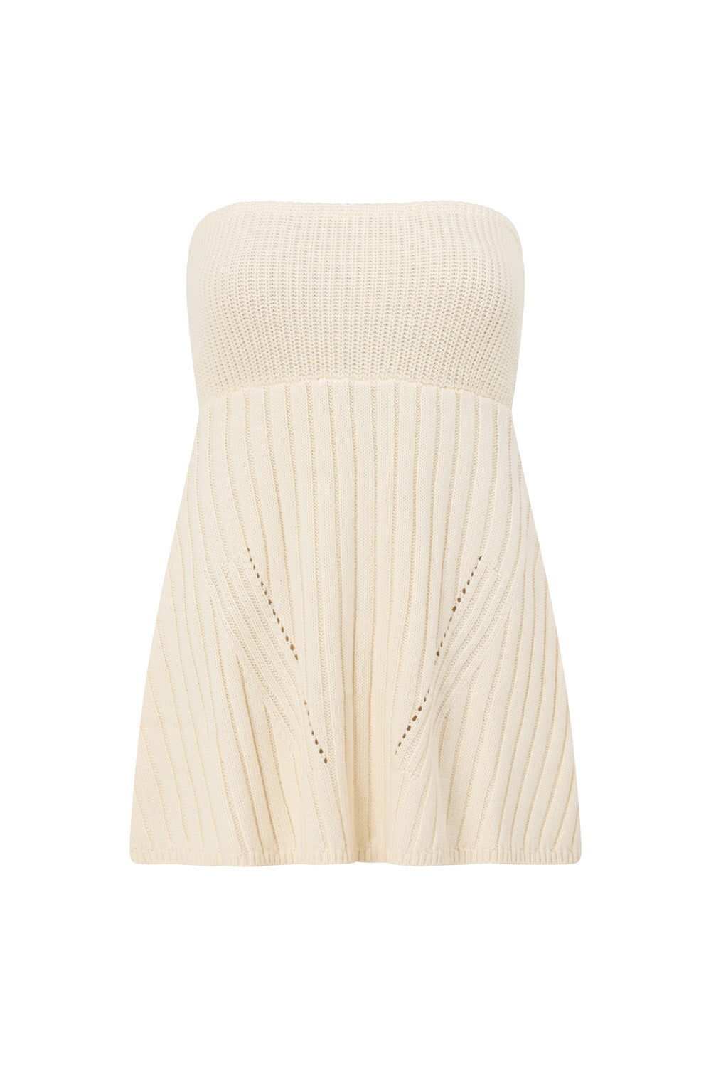 Cream Ribbed Strapless Alice Top