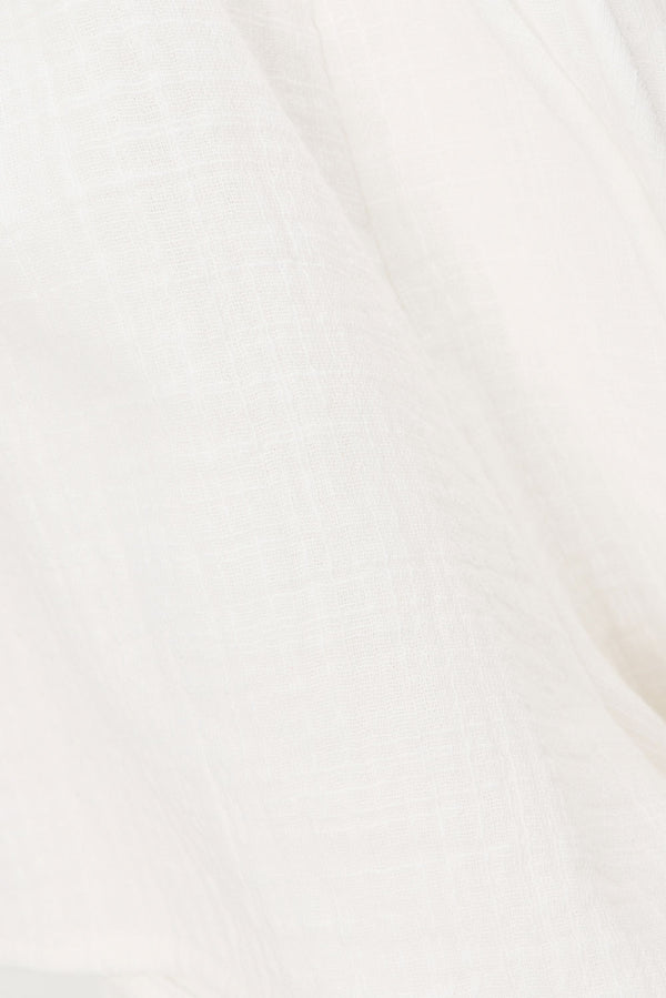 White Cotton Elastic High Waist Inara Shorts