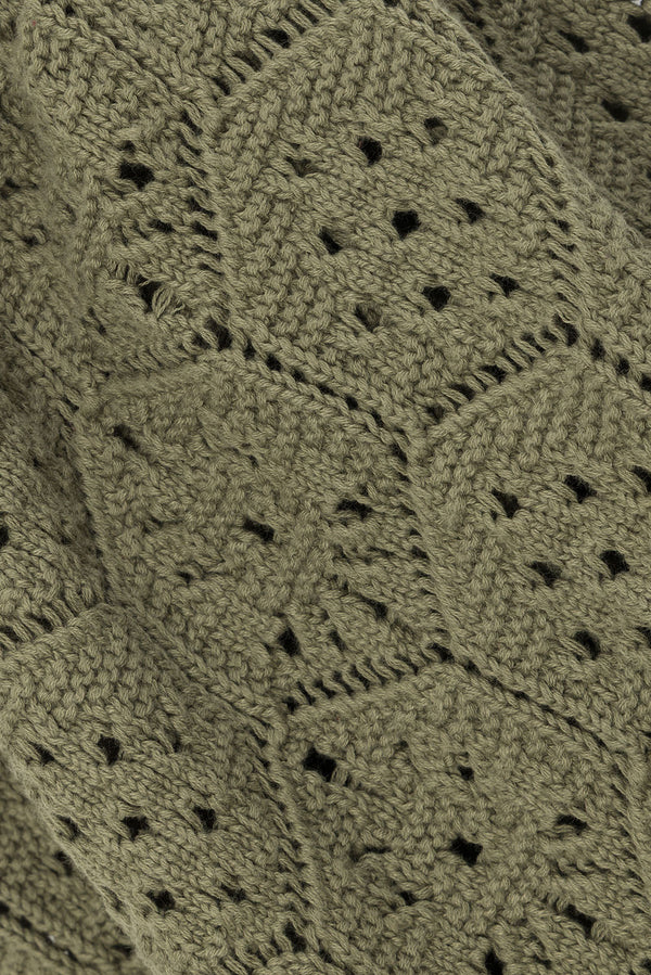 Khaki Green Crochet Knit High Waist Umiko Pants