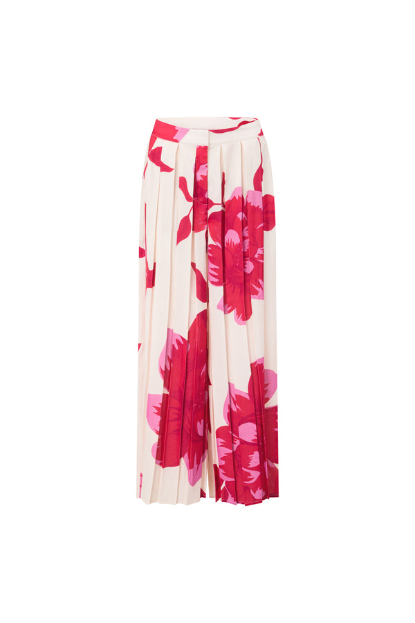 Pink Sole Rosa Print High Waist Pleated Antalya Pants