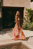 Pink Botanica De Flor Print Maxi Lune Dress