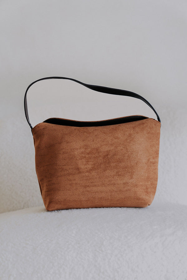 Dark Tan Vegan Suede Tewai Shoulder Bag