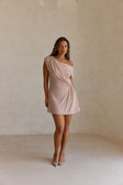 Musk Pink One Shoulder Gathered Mini Dally Dress