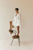 White Long Sleeve Button Collar Orazio Dress