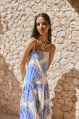 Bette Thin Strap Maxi Dress - Seashell Print, Blue, White