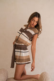 Brown and Cream Stripe Knit Button Up Ember Playsuit
