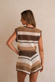Brown and Cream Stripe Knit Button Up Ember Playsuit