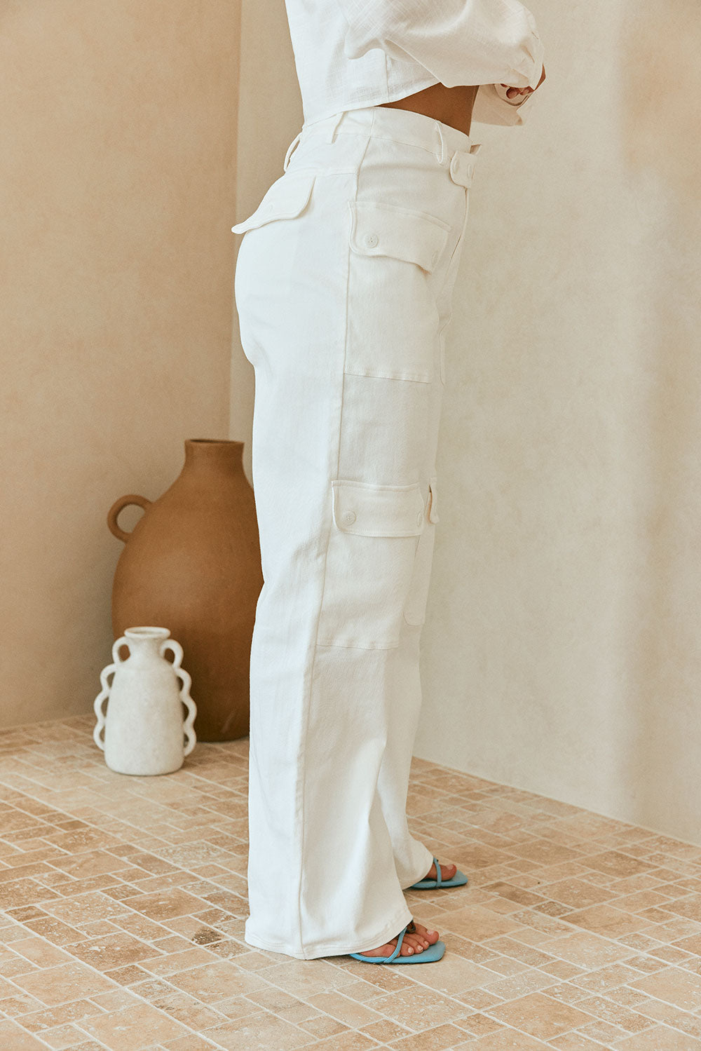 White High Waist Pocket Trouser Allani Pants