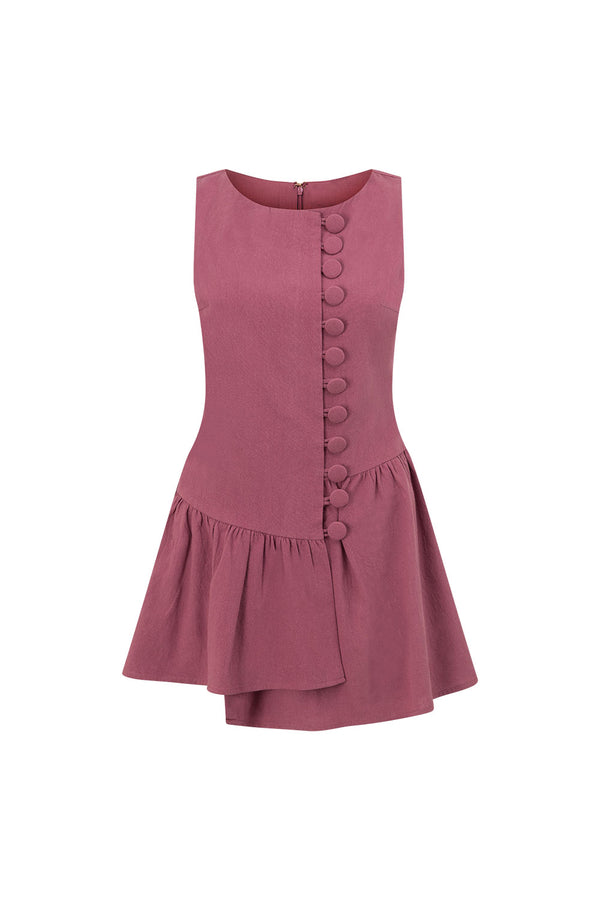 Musk Pink Button Mini Alfresco Dress