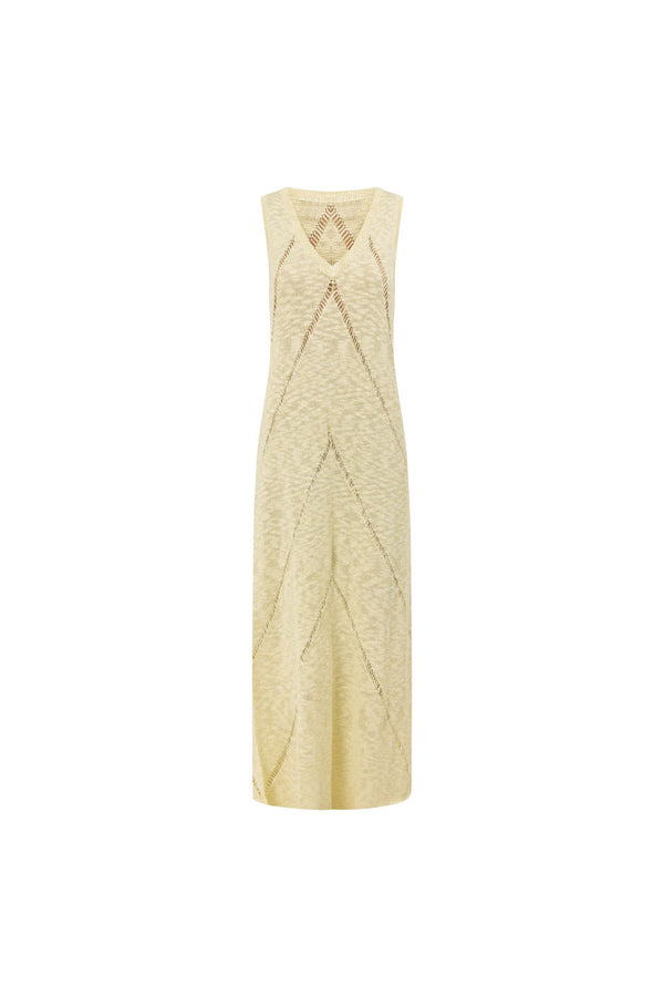 Cream V Neck Maxi Alita Dress
