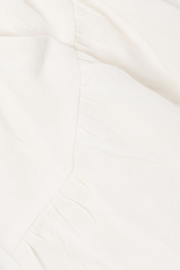 White High Waist Gathered Flounce Panel Luna Shorts