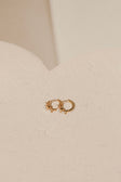 Gold Toned Pearl Gem Huggie Lira Earrings
