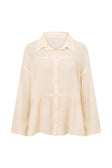 Cream Long Sleeve Button Up Collar Panel Huxley Top