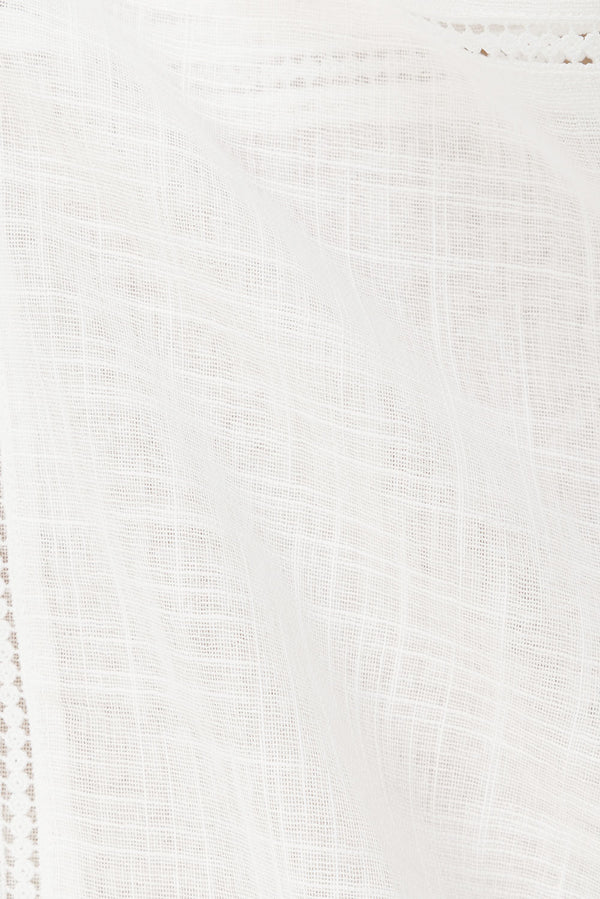 White Cheesecloth Short Sleeve Button Up Banks Top