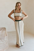 Beige Ribbed High Waist Maxi Leilani Skirt