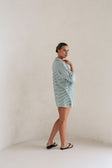 Mallory Button Up Top - Green Stripe