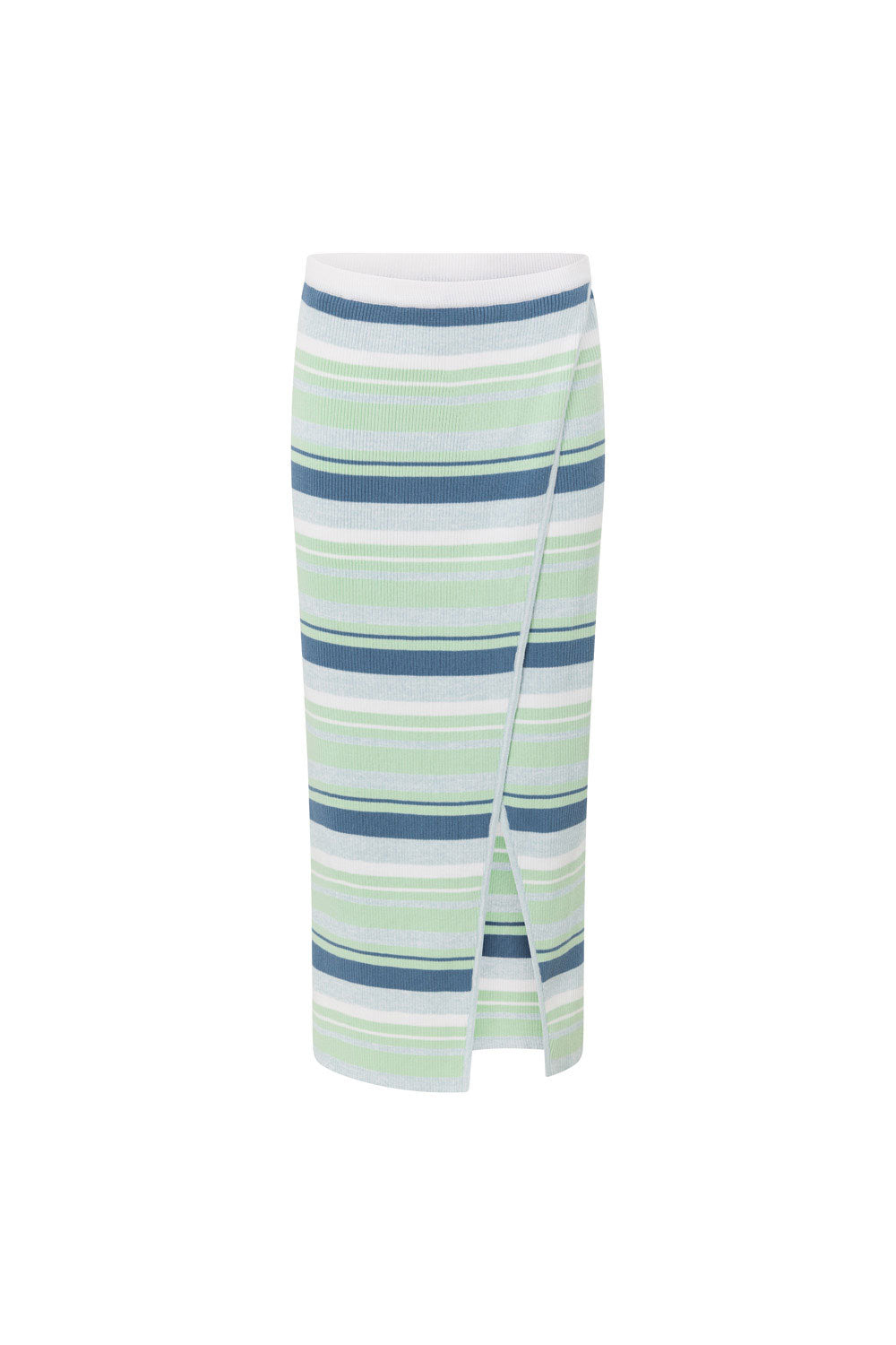 Green and Blue Stripe Knit Maxi Dahlia Skirt