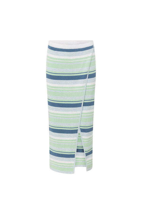 Green and Blue Stripe Knit Maxi Dahlia Skirt