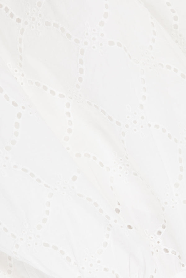 Naima Long Sleeve Button Up Embroidered Mini Corset Dress - White