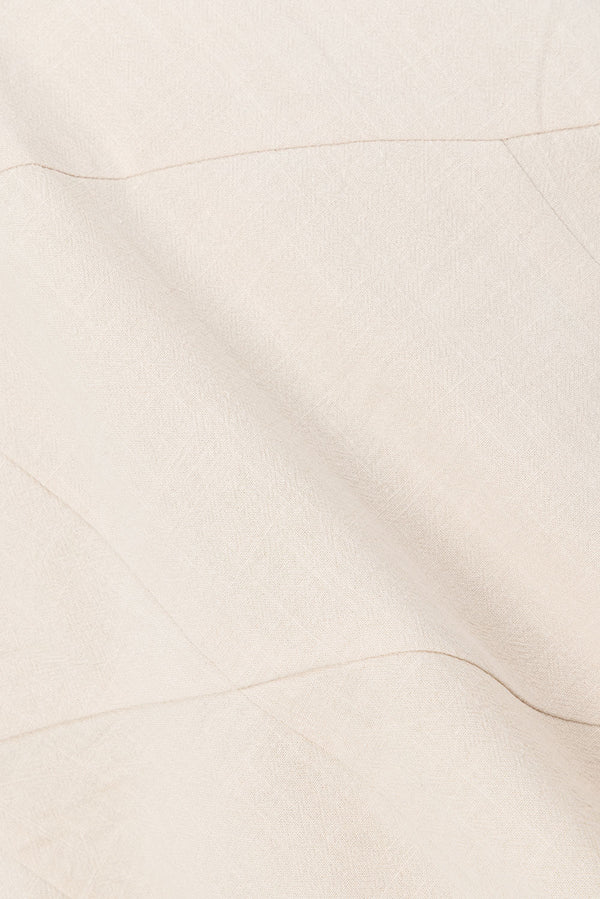 Beige Cotton Round Neck Button Up Panel Adri Top