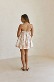 Pink Petal Patch Print Strapless Mini Kaiori Dress