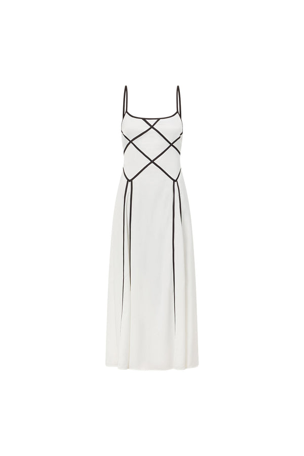 White Strappy Binding Maxi Magnolia Dress