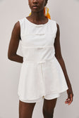 White Cotton Split Longline Muse Top