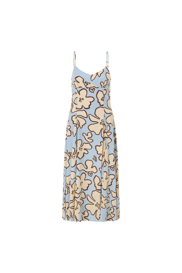 Blue Floral Adjustable Strappy Maxi Seme Dress