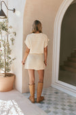 Cream Cotton Knit Shirt Mini Solara Dress