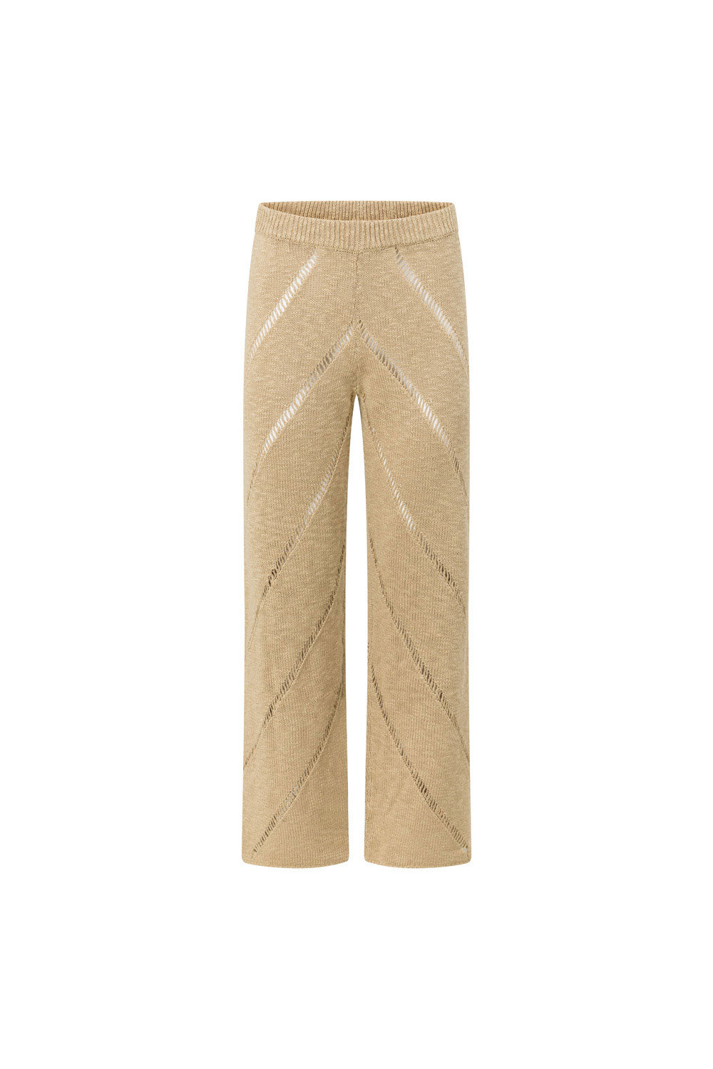 Tan Knit High Waist Ladder Pannel Josiah Pants