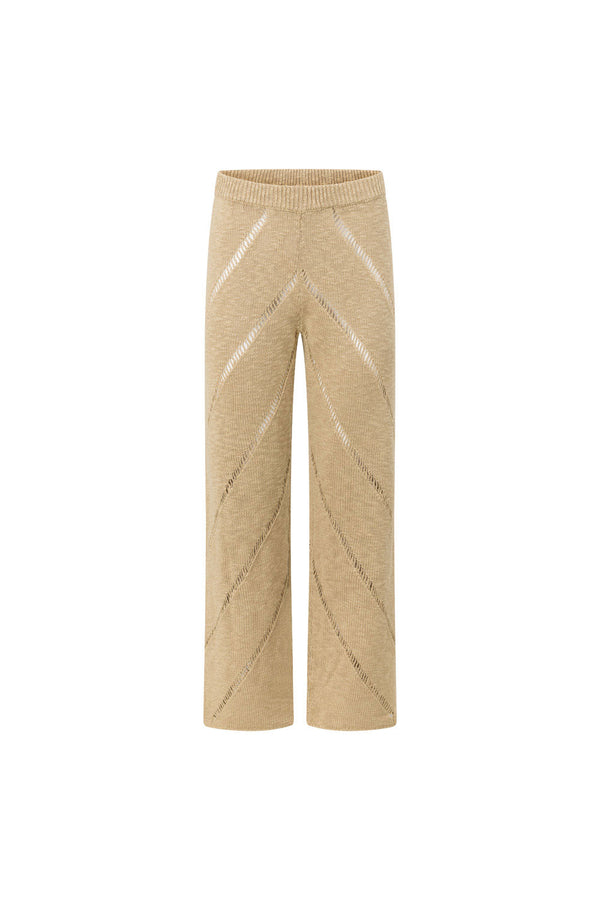 Tan Knit High Waist Ladder Pannel Josiah Pants