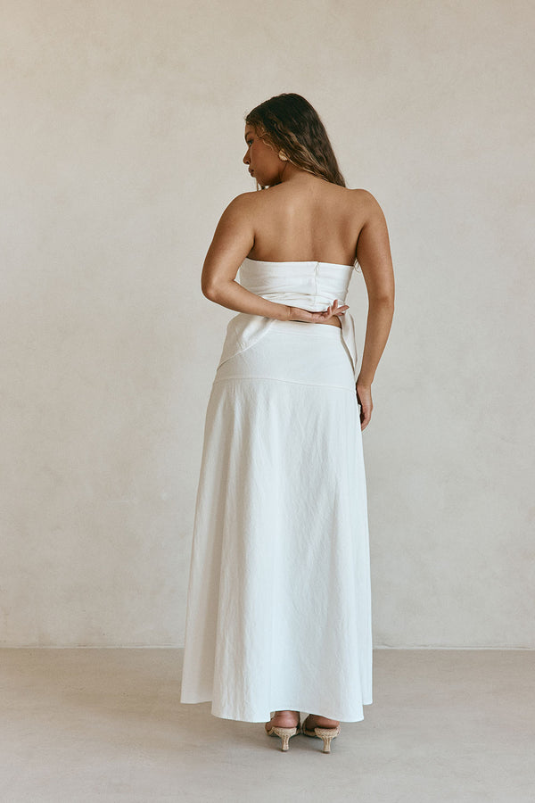 White High Waist A Line Maxi Esperanza Skirt