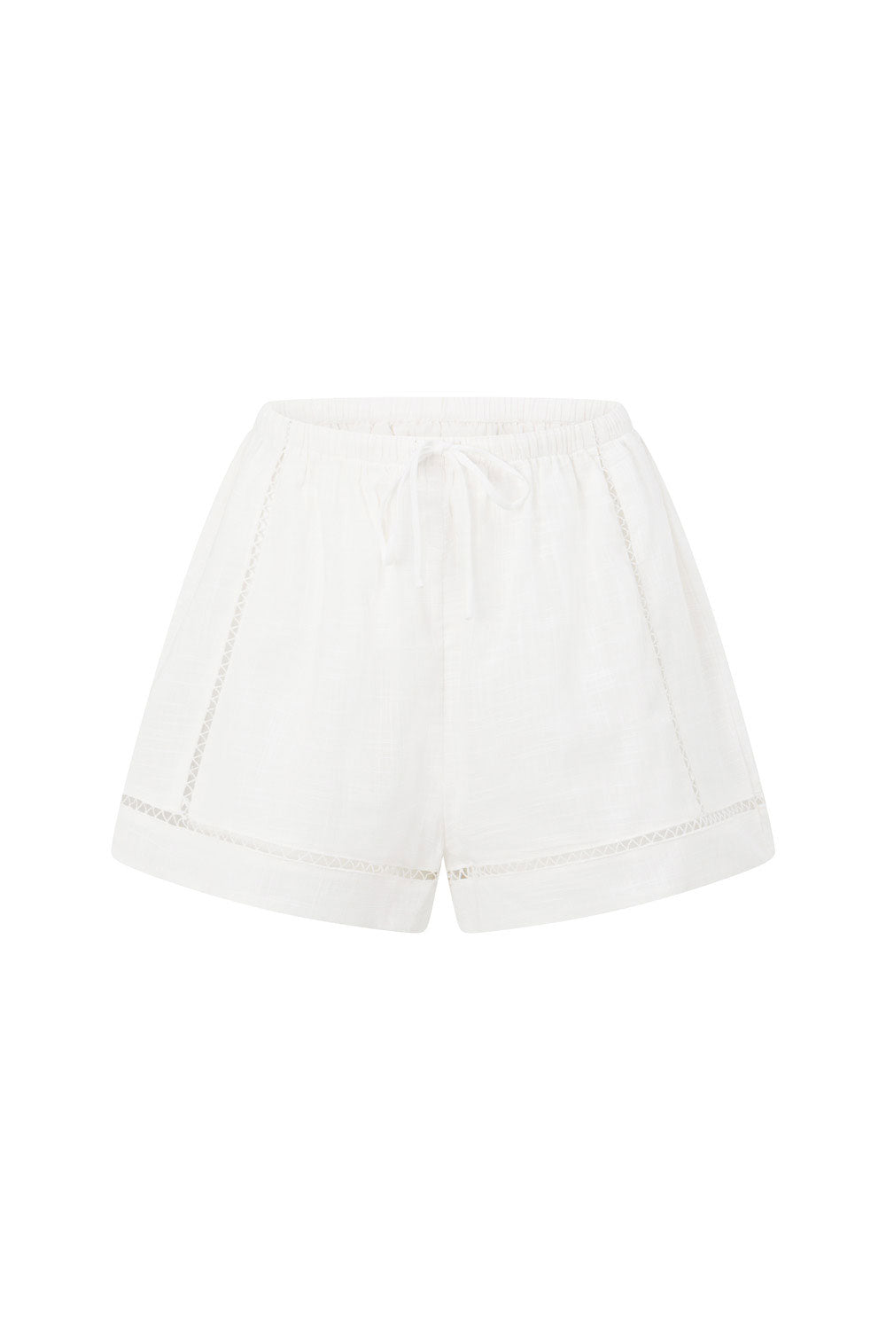 White Cheesecloth Drawstring Amelia Shorts