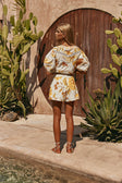 White Agalia Floral Print Belted Jara Shorts