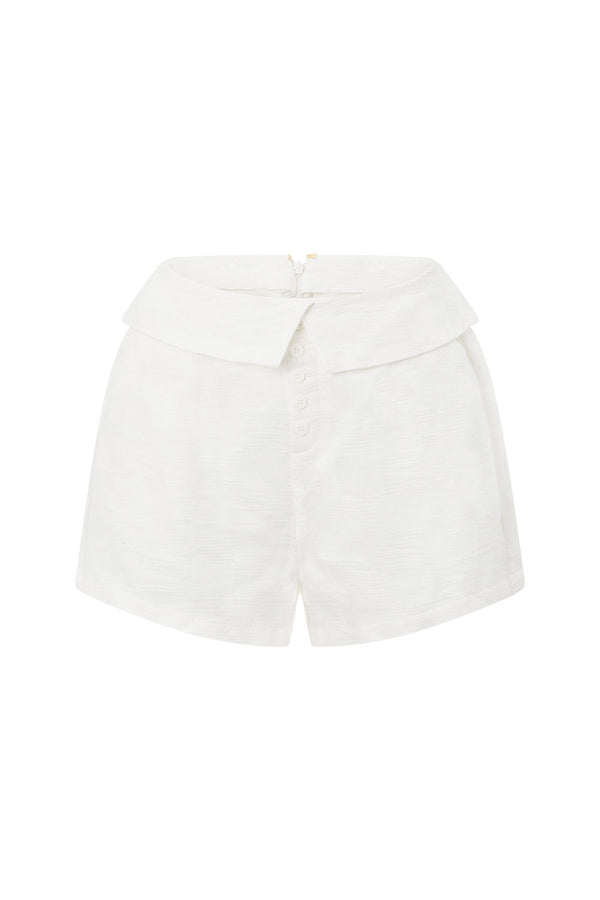 White Fold High Waist Pocket Cena Shorts