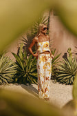 White Agalia Floral Print Wide Leg Lorde Trouser Pants