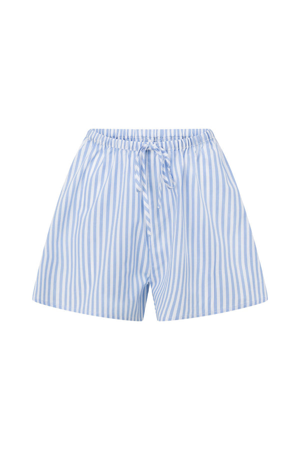 Blue And White Stripe Drawstring Pennie Shorts