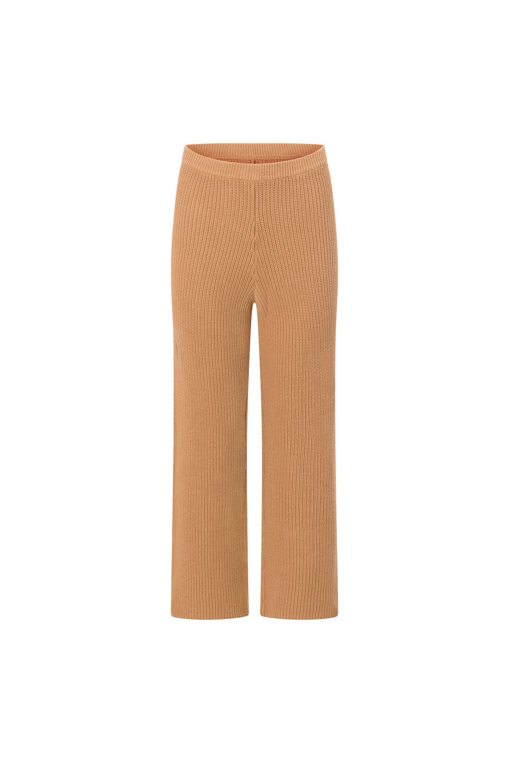 Tan Knit High Waist Elastic Sienna Pants
