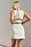 Cream Structured Twin Pocket Wrap Mini Breezy Skort