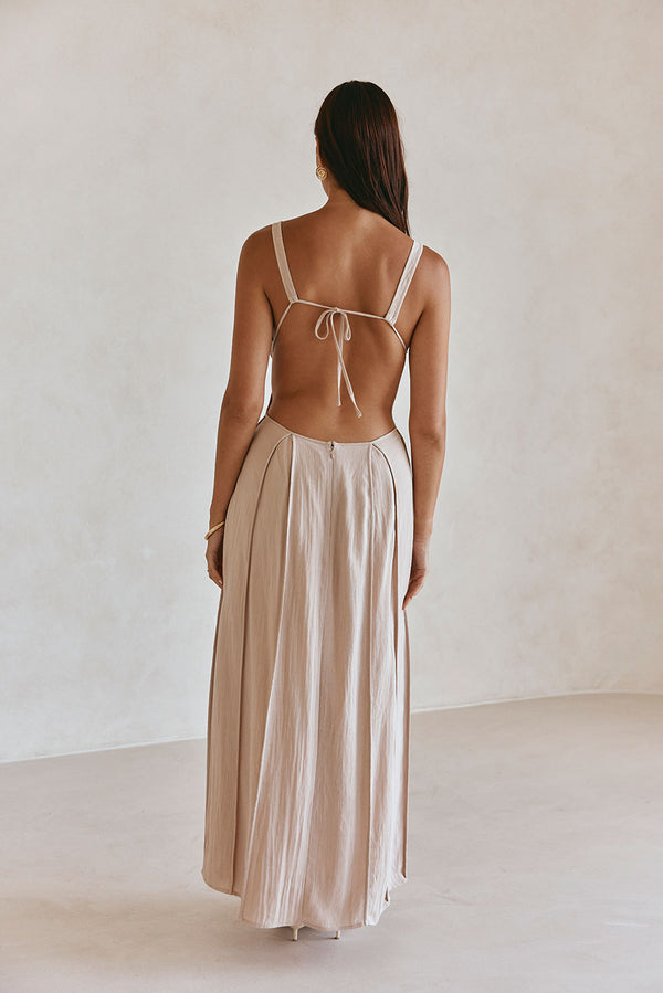 lliska Backless Cutout Maxi Dress - Stone