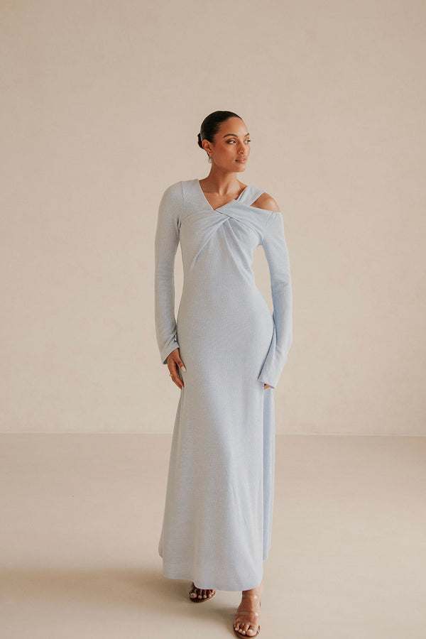 Blue Long Sleeve Cutout Maxi Nyla Dress