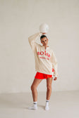 Geneva Vintage Oversized Sweater - Fleece Cream Red