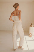 Jaicee High Waisted Tie Pants - Cream
