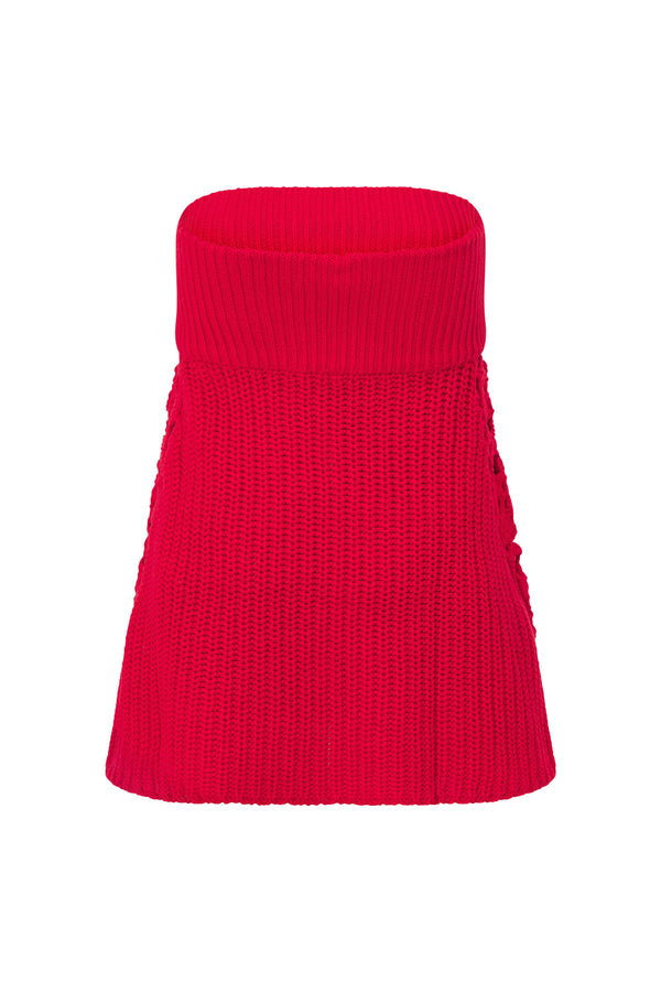 Red Rogue Knit Strappless Ellea Top