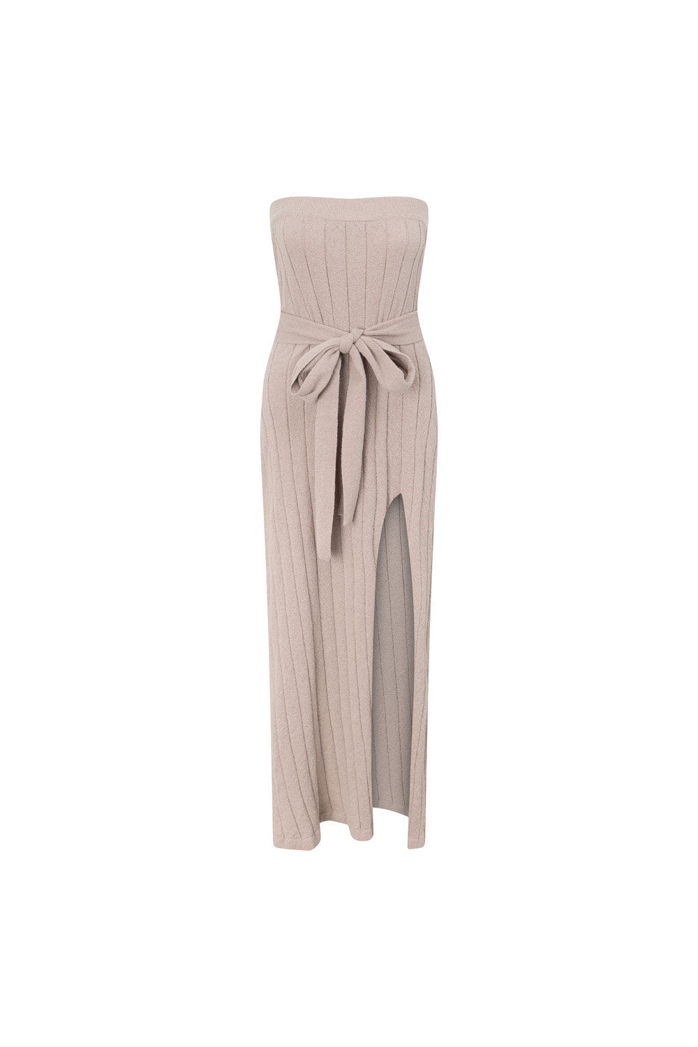 Grey Strapless Split Raveen Dress