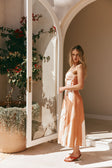 Peach Solanto Print Strappy Maxi Seme Dress