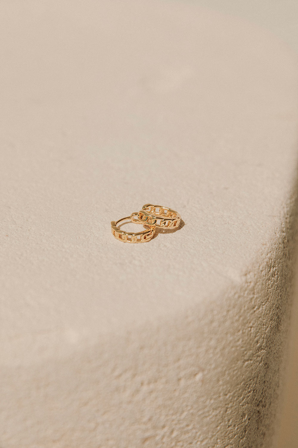 Gold Toned Chain Link Hoop Eve Huggie Earrings