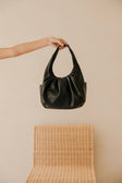 Black Vegan Leathered Gathered Pocket Eden Ave Bag
