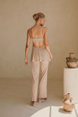 Alba Thin Strap Backless Jumpsuit - Brown, White