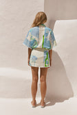 Diaz Mini Wrap Skirt - Theotokos Ocean Blue White Green
